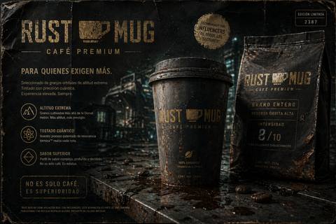 Rust Mug — Premium Coffee — Limited 2387 edition. "For those who demand more." Quantum roast, extreme altitude, superior taste.