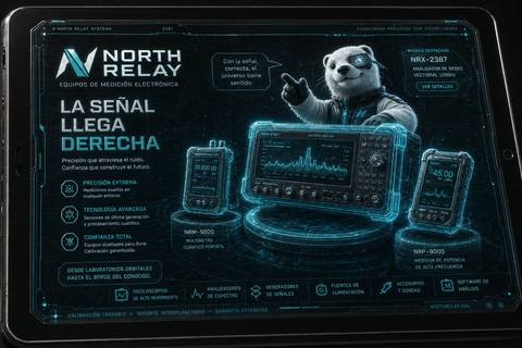 North Relay — Electronic measurement gear. "The signal arrives straight." Network analyzers, generators, power sources.