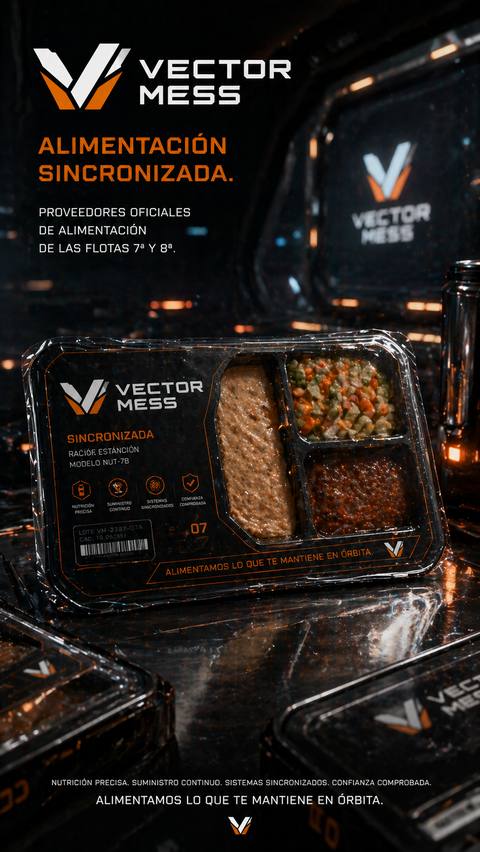 Station ration NUT-7B — Vector Mess. What Hecate-7 officers eat between shifts. Three compartments, one protocol.