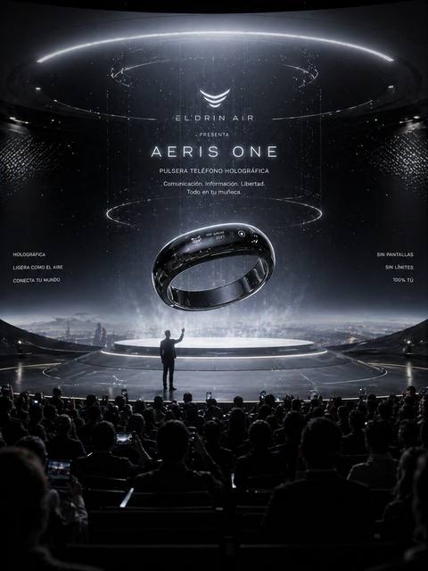 Aeris One — Elydrin Air — Holographic wrist phone. Launch in New Genesis, Earth. "No screens. No limits. 100% you."