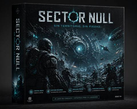 Sector Null — official box — Collector's edition of the wargame. Area control, resource management, deployment, optional betrayal. Age 14+.